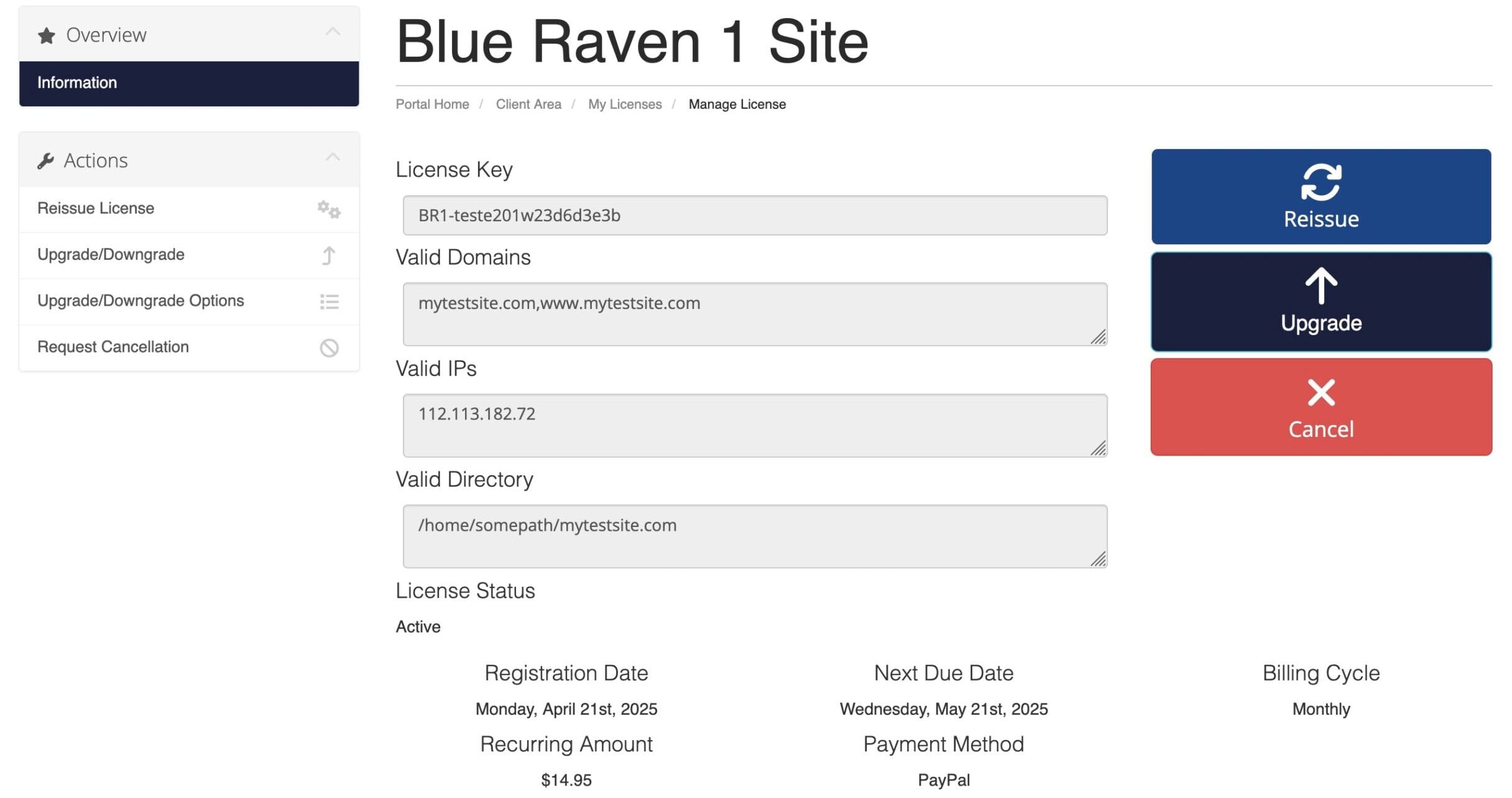 Blue Raven License Dashboard