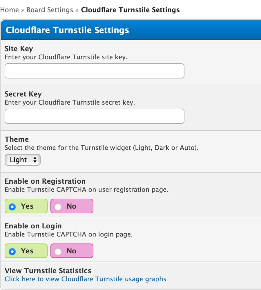Cloudflare for MyBB Settings