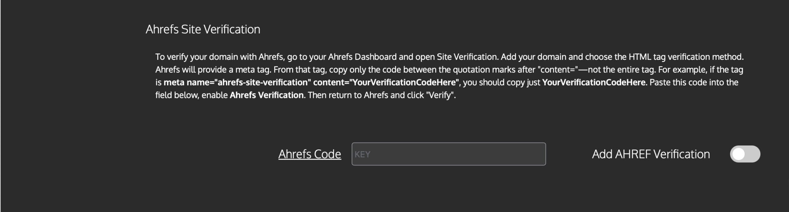 Site Verification for Ahrefs